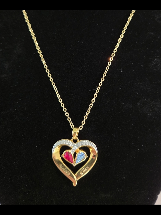 Danbury Mint Jewelry - Dandury Mint 14k GP Heart Pendant Necklace-Crystal Birthstones&Pave Set Diamonds